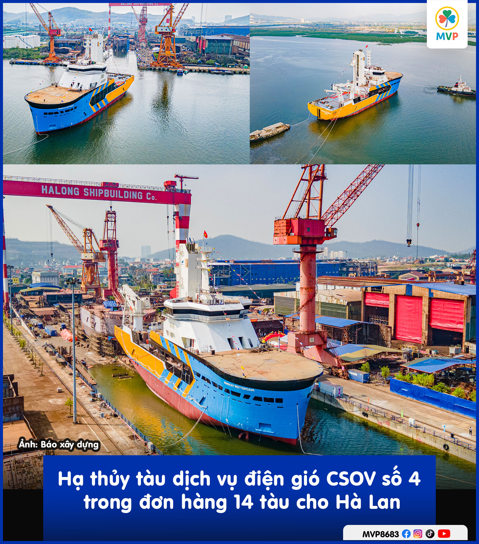 Hạ thủy tàu dịch vụ điện gió CSOV số 4 tại nhà máy đóng tàu Hạ Long