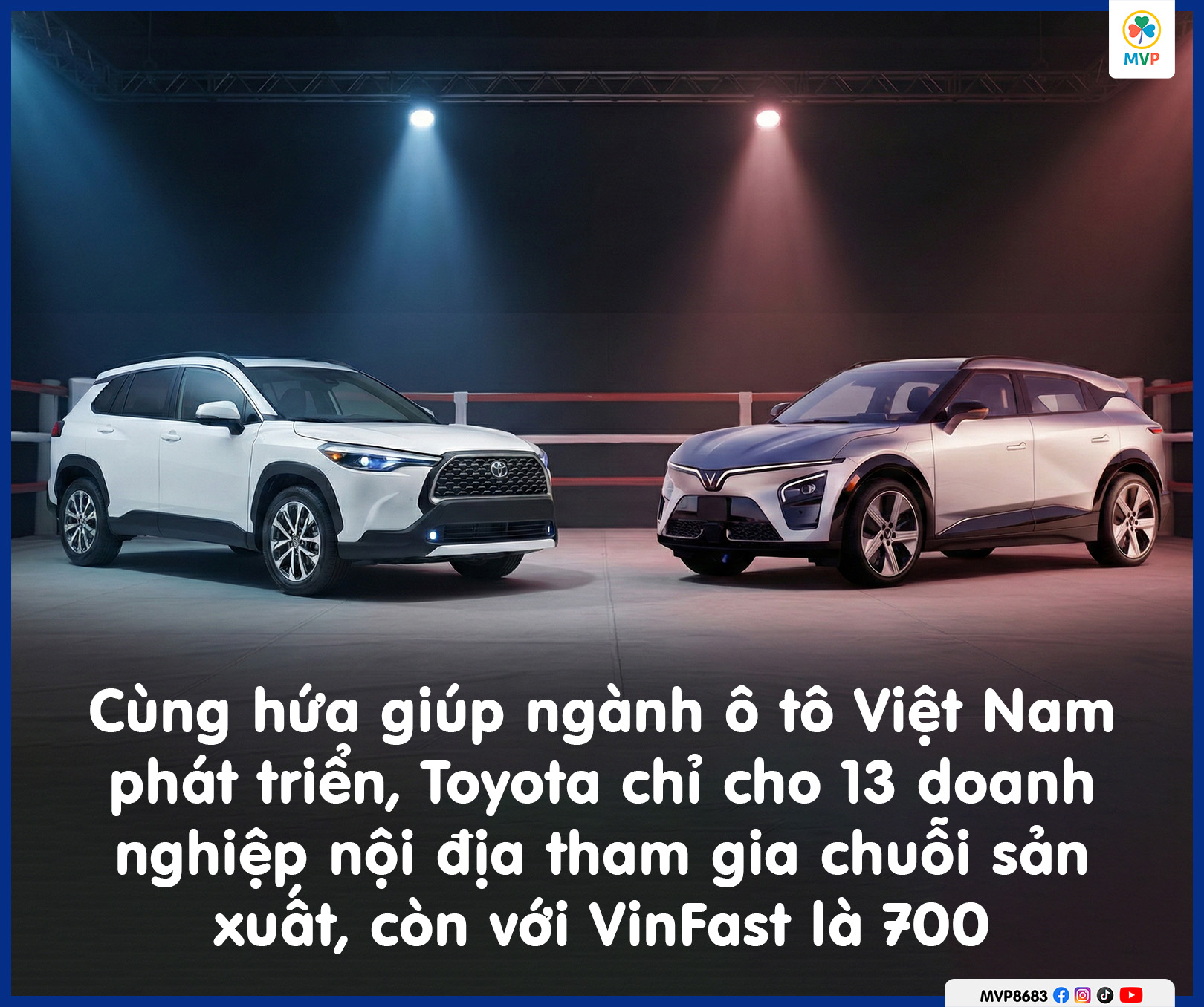 Biểu đồ so sánh số lượng nhà cung cấp nội địa của VinFast và Toyota