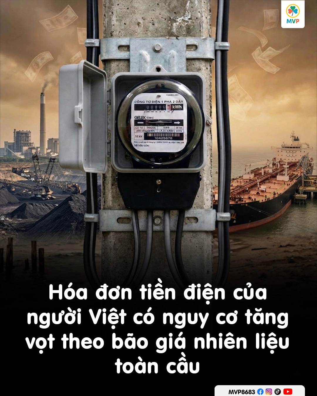 Hình ảnh trạm điện và hóa đơn minh họa cho áp lực tăng giá điện