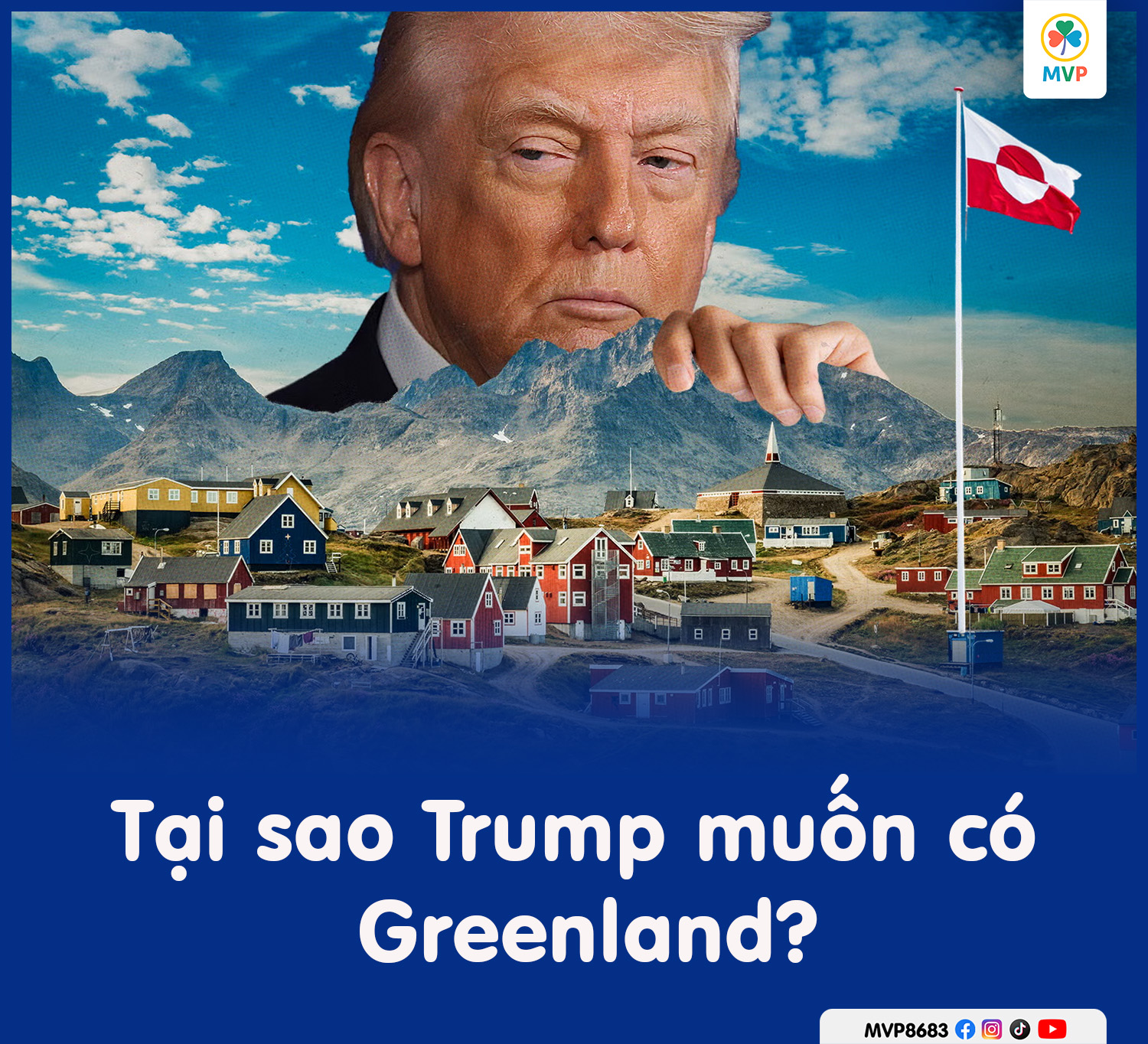 Bản đồ vị trí chiến lược của Greenland tại Bắc Cực